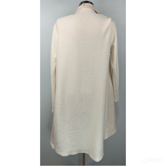 Drape Collar Coatigan Cardigan Jacket Ribbed Sleeves & Back Fleece Front Sz L - Picture 3 of 13